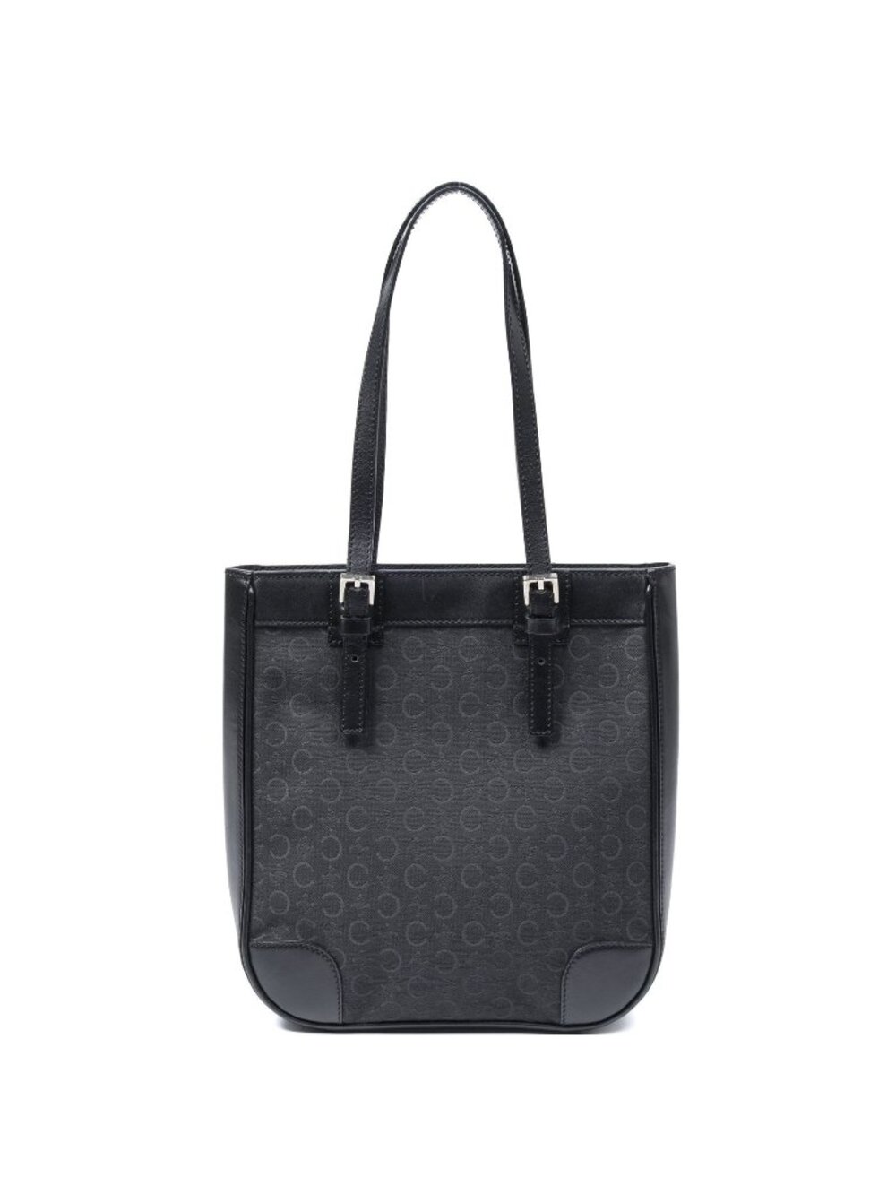 Celine Vintage Small Open Tote Bag Black C Macadam Canvas